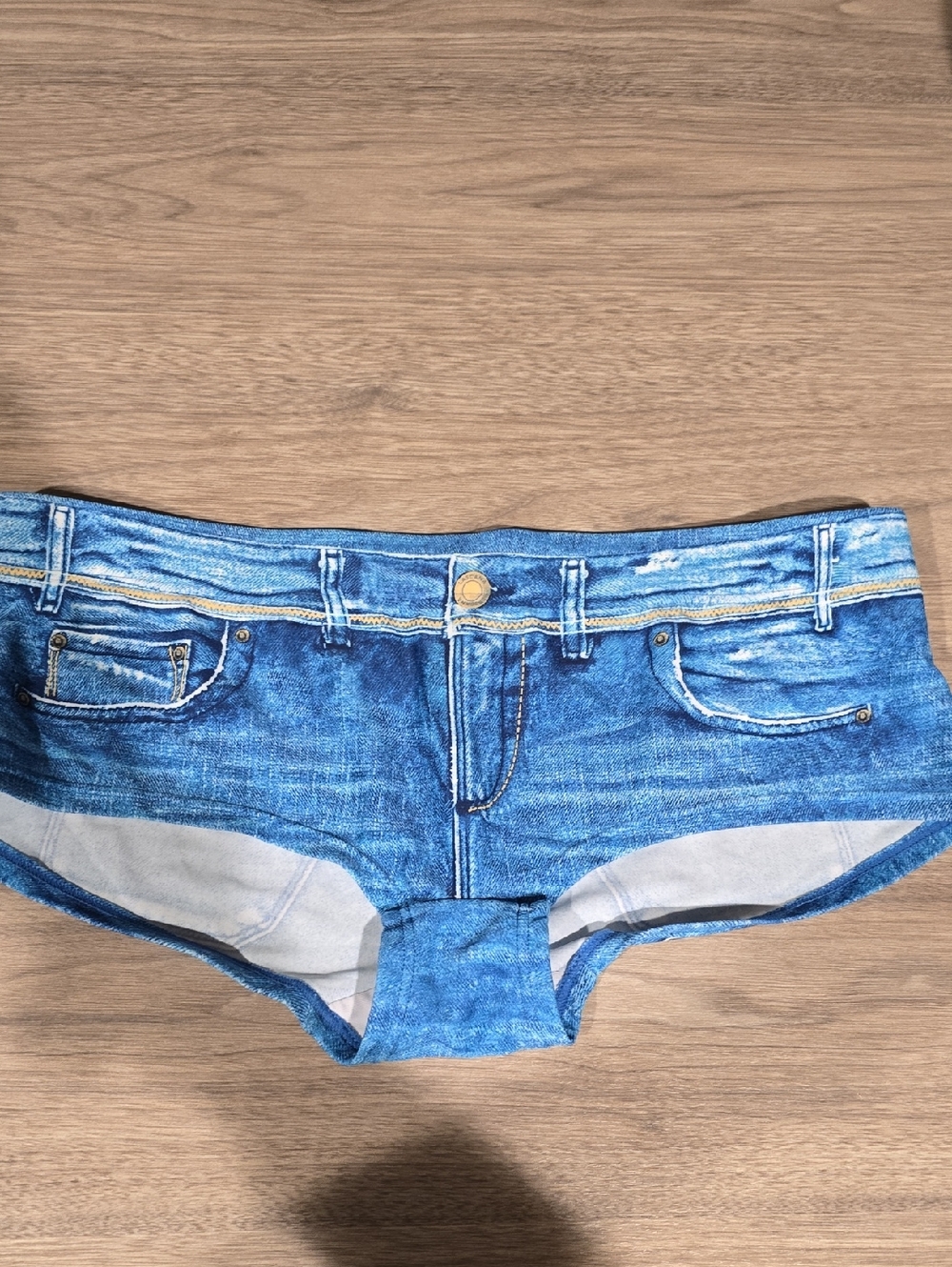 Blue Denim-Print Women’s Bikini Bottoms